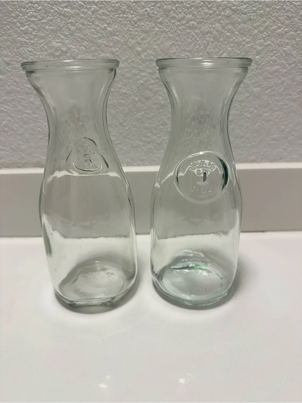 Mason Clear Glass Carafe Pair